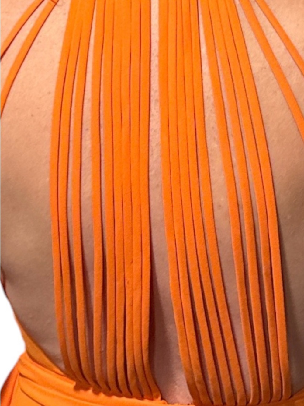 HALSTON HERITAGE Sleeveless Orange Chiffon Asymmetric Hem Dress - Picture 6 of 6